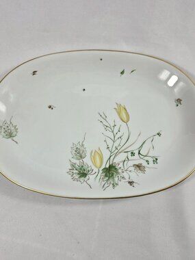 Stonegate Spring Breeze 13 Inch Serving Platter White with Yellow Tulips